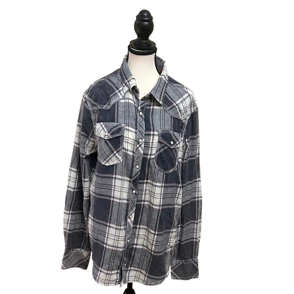 BKE Vintage‎ 1967 Mens Plaid Western Shirt Long Sleeve Standard Fit Large